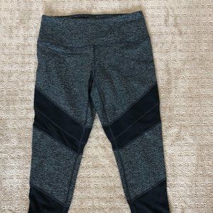 Zella Black/ Gray Leggings, Sheer Mesh Detail, M